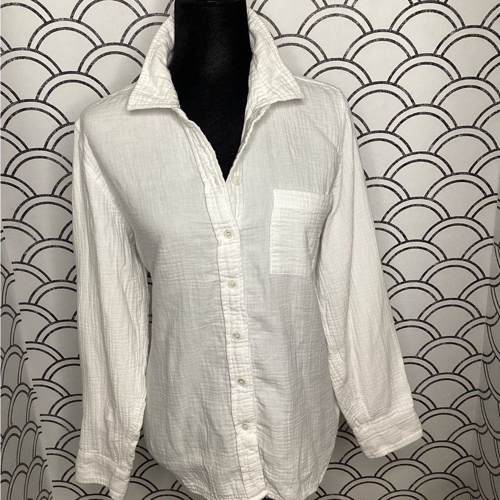 J.Crew White Cotton Button-Up Shirt – Women’s Size Large
